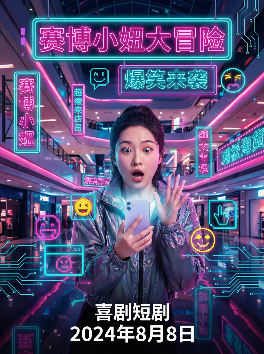 p40华为 搞笑喜剧短剧 - 赛博小妞大冒险海报